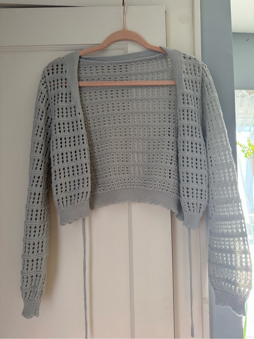 Light Gray Open-Knit Women's Bolero Sweater